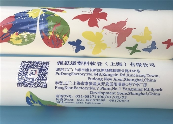 Diameter 50 Mm Plastic Tube Bottles Gloss Oil ASTA Series Hose Body With Butterfly Pattern