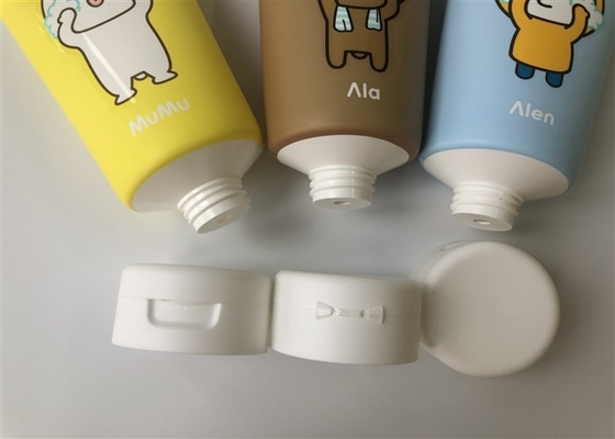 200ml white cute picture offset printing Plastic Lotion Tube diameter 50mm with white flip top cap