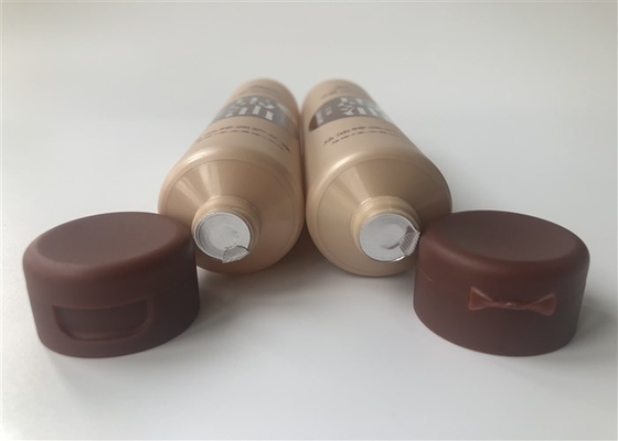 Horse oil body cream 100ml brown color Plastic cream tube with dark bronze matt flip top cap