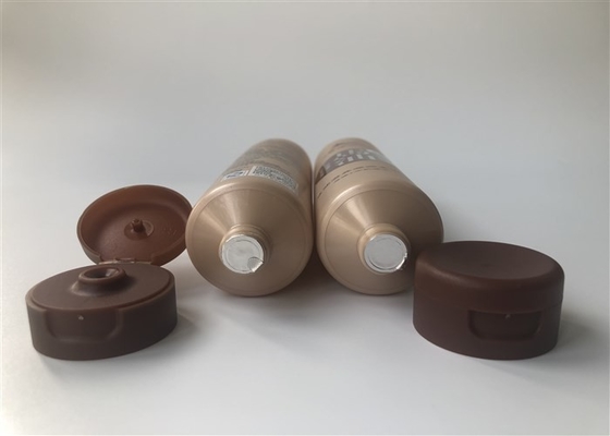 Horse oil body cream 100ml brown color Plastic cream tube with dark bronze matt flip top cap