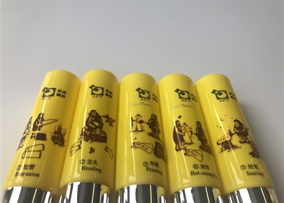 Yellow tube 3 color offset printing 2 color silk printing hot stamping silver foil ASTA special process series hose