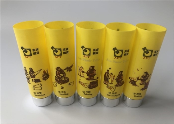 Yellow tube 3 color offset printing 2 color silk printing hot stamping silver foil ASTA special process series hose