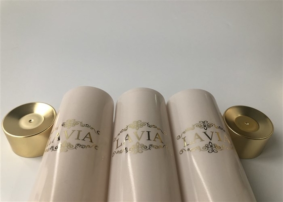 Light beige brown semi-transparent pearl cosmetic tube 1 color silk screen hot stamping gold 100ml