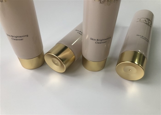 Light beige brown semi-transparent pearl cosmetic tube 1 color silk screen hot stamping gold 100ml