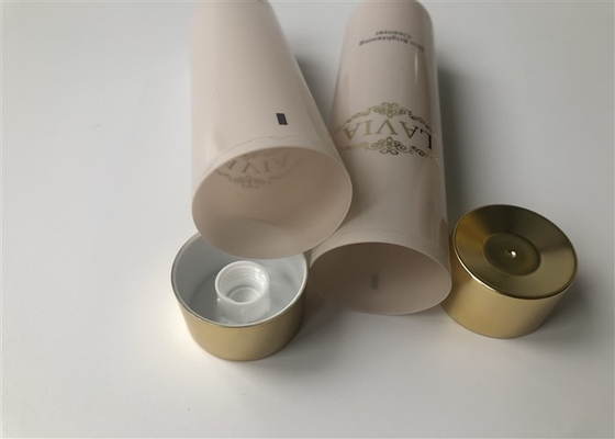 Light beige brown semi-transparent pearl cosmetic tube 1 color silk screen hot stamping gold 100ml