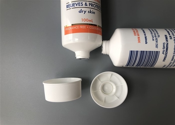 Skin Relief 100ml Plastic Cream Tubes  2c Offset Screen Printing Glossy With Teeth Cap