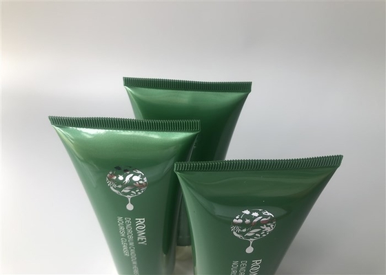 Green Colored Pearlescent POCMEY Empty Cosmetic Tubes 100g With Straight Flat Cap