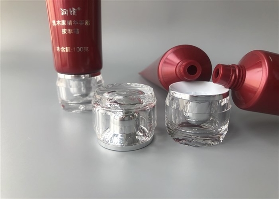 Colored Pearlescent RAYNIE Plastic Cream Tubes Hot Stamping Silver With Acrylic Cap 100g