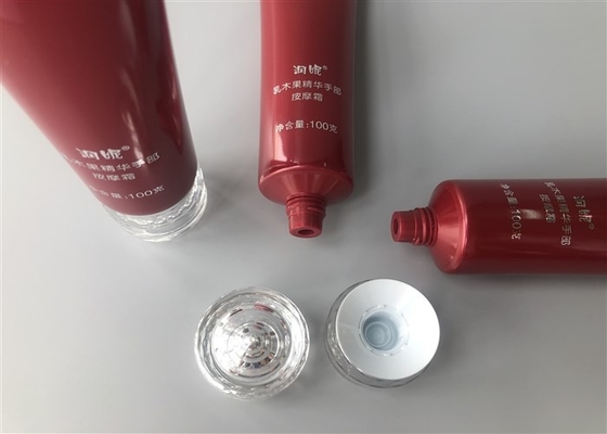 Colored Pearlescent RAYNIE Plastic Cream Tubes Hot Stamping Silver With Acrylic Cap 100g