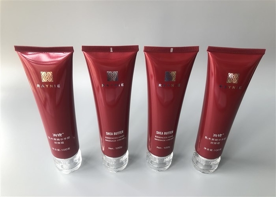 Colored Pearlescent RAYNIE Plastic Cream Tubes Hot Stamping Silver With Acrylic Cap 100g