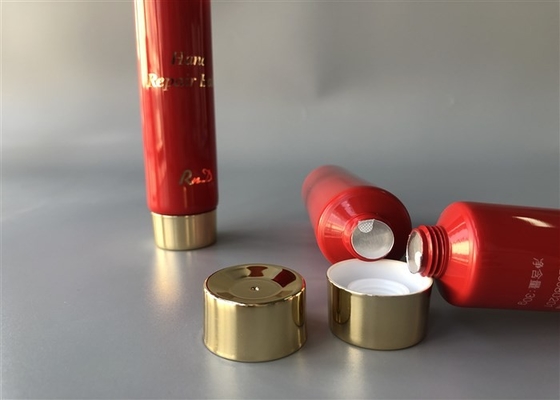 Red Color Plastic Cosmetic Tubes Screw Cap With 3c Silk Screen Printing