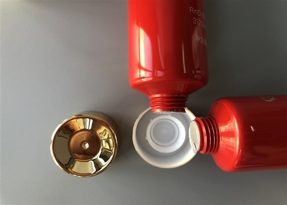 Red Color Plastic Cosmetic Tubes Screw Cap With 3c Silk Screen Printing