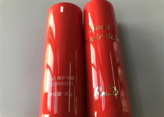 Red Color Plastic Cosmetic Tubes Screw Cap With 3c Silk Screen Printing