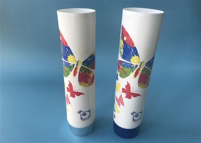 Diameter 50 Mm Plastic Tube Bottles Gloss Oil ASTA Series Hose Body With Butterfly Pattern