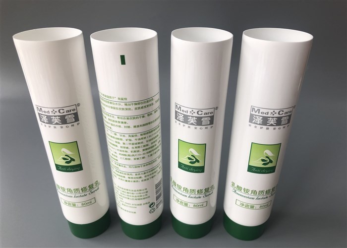 Med Care Cosmetic Packaging Tubes / Straight Flat Cap Cosmetic Plastic Tube
