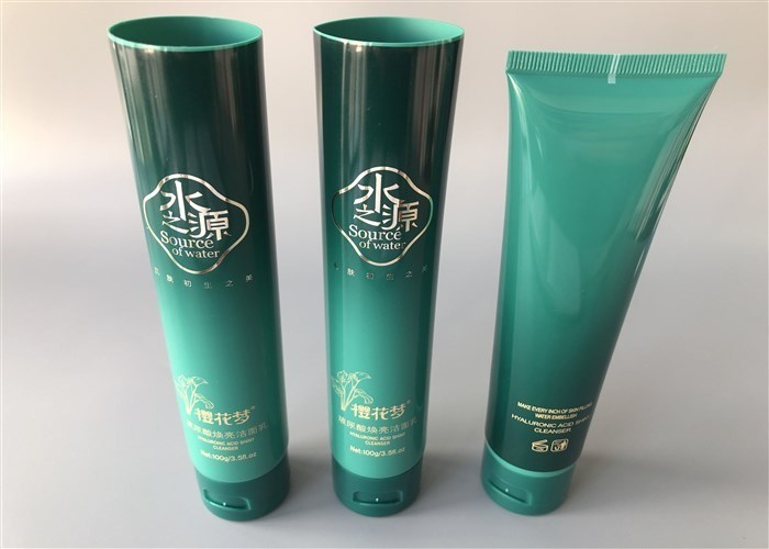 100g Green Empty Lotion Tubes 1C Silk Screen Printing Hot Stamping 35mm Diameter